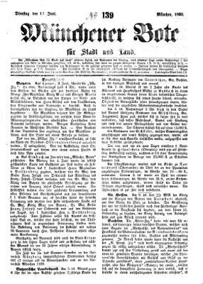 Münchener Bote für Stadt und Land Dienstag 12. Juni 1860