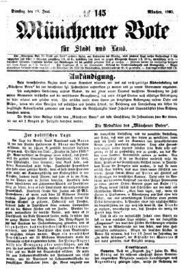 Münchener Bote für Stadt und Land Dienstag 19. Juni 1860