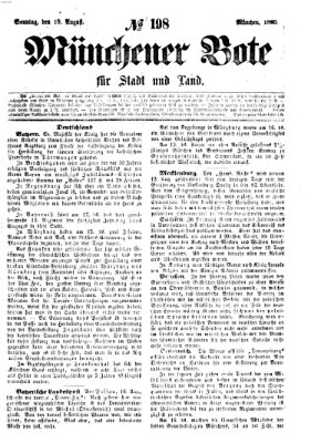 Münchener Bote für Stadt und Land Sonntag 19. August 1860