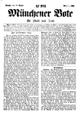 Münchener Bote für Stadt und Land Dienstag 28. August 1860