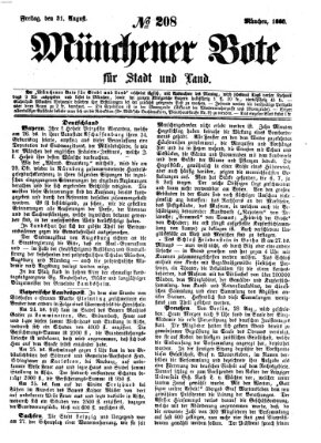 Münchener Bote für Stadt und Land Freitag 31. August 1860