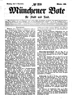 Münchener Bote für Stadt und Land Sonntag 2. September 1860