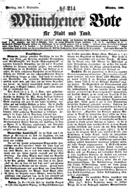 Münchener Bote für Stadt und Land Freitag 7. September 1860