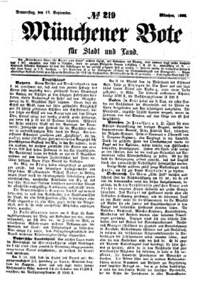 Münchener Bote für Stadt und Land Donnerstag 13. September 1860