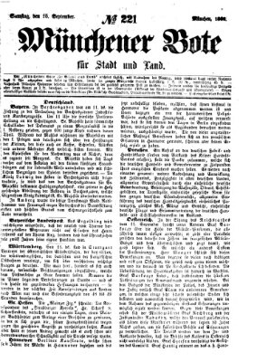 Münchener Bote für Stadt und Land Samstag 15. September 1860