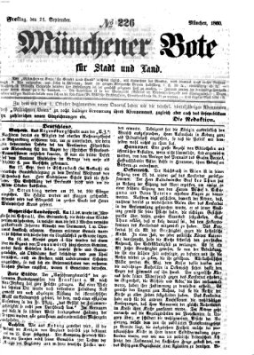 Münchener Bote für Stadt und Land Freitag 21. September 1860