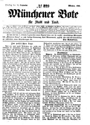 Münchener Bote für Stadt und Land Dienstag 25. September 1860