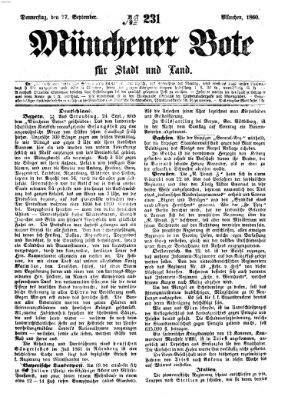 Münchener Bote für Stadt und Land Donnerstag 27. September 1860