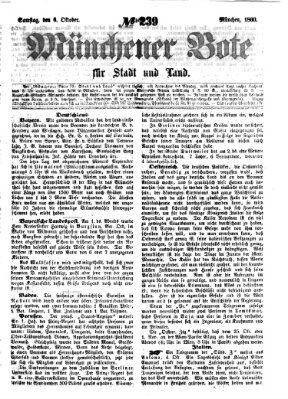 Münchener Bote für Stadt und Land Samstag 6. Oktober 1860