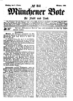 Münchener Bote für Stadt und Land Dienstag 9. Oktober 1860