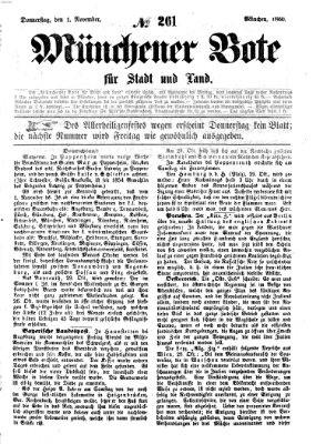 Münchener Bote für Stadt und Land Donnerstag 1. November 1860