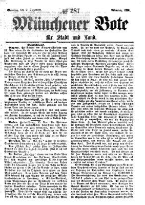 Münchener Bote für Stadt und Land Sonntag 2. Dezember 1860