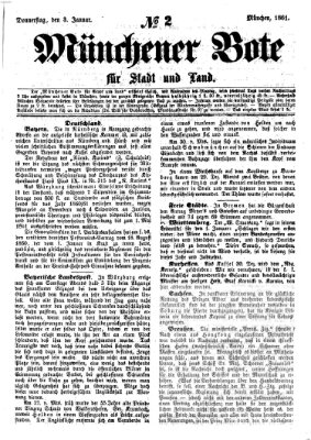 Münchener Bote für Stadt und Land Donnerstag 3. Januar 1861