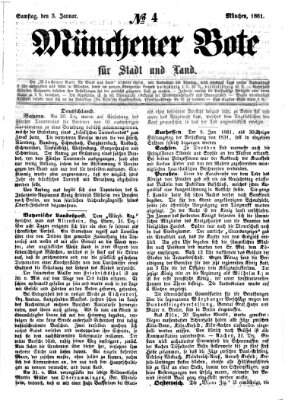 Münchener Bote für Stadt und Land Samstag 5. Januar 1861