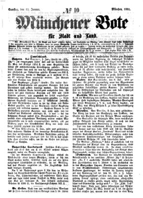 Münchener Bote für Stadt und Land Samstag 12. Januar 1861