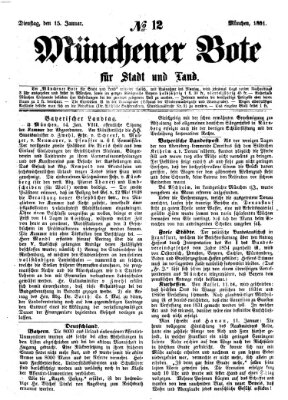 Münchener Bote für Stadt und Land Dienstag 15. Januar 1861