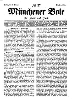 Münchener Bote für Stadt und Land Freitag 1. Februar 1861