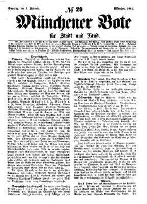 Münchener Bote für Stadt und Land Sonntag 3. Februar 1861