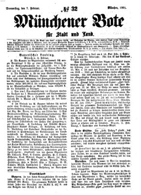 Münchener Bote für Stadt und Land Donnerstag 7. Februar 1861