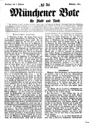 Münchener Bote für Stadt und Land Samstag 9. Februar 1861