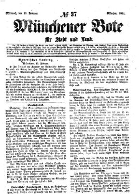 Münchener Bote für Stadt und Land Mittwoch 13. Februar 1861