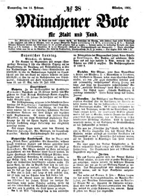 Münchener Bote für Stadt und Land Donnerstag 14. Februar 1861