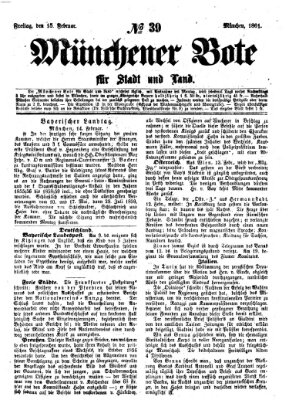 Münchener Bote für Stadt und Land Freitag 15. Februar 1861