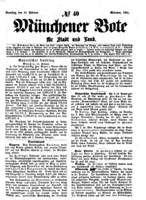 Münchener Bote für Stadt und Land Samstag 16. Februar 1861