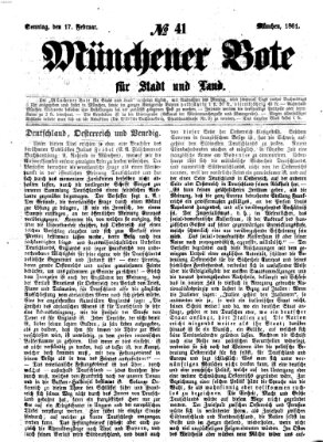 Münchener Bote für Stadt und Land Sonntag 17. Februar 1861