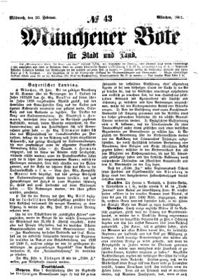 Münchener Bote für Stadt und Land Mittwoch 20. Februar 1861