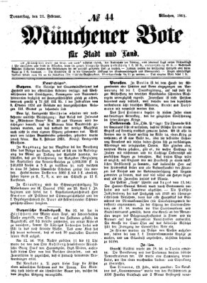 Münchener Bote für Stadt und Land Donnerstag 21. Februar 1861