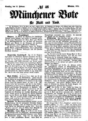 Münchener Bote für Stadt und Land Samstag 23. Februar 1861