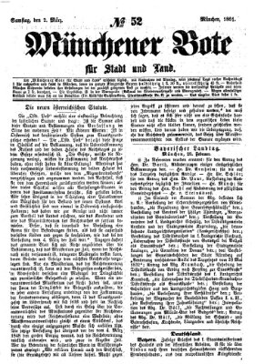 Münchener Bote für Stadt und Land Samstag 2. März 1861