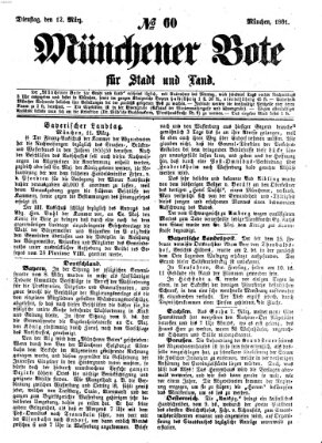 Münchener Bote für Stadt und Land Dienstag 12. März 1861