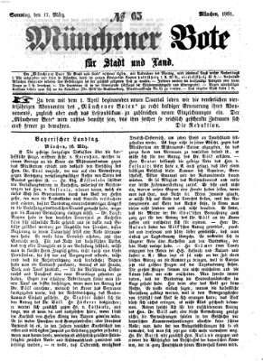 Münchener Bote für Stadt und Land Sonntag 17. März 1861