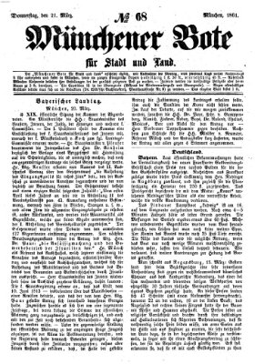 Münchener Bote für Stadt und Land Donnerstag 21. März 1861