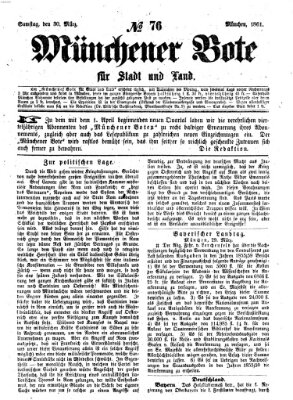 Münchener Bote für Stadt und Land Samstag 30. März 1861