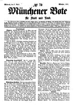 Münchener Bote für Stadt und Land Mittwoch 3. April 1861