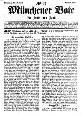 Münchener Bote für Stadt und Land Donnerstag 18. April 1861