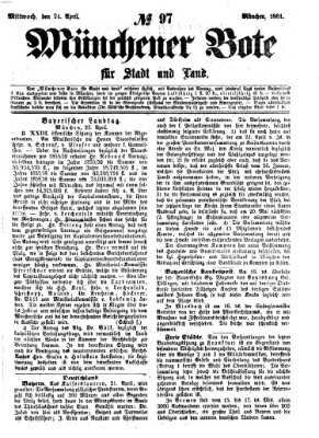 Münchener Bote für Stadt und Land Mittwoch 24. April 1861