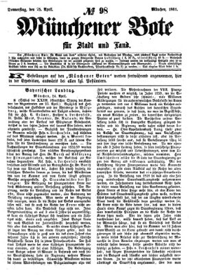 Münchener Bote für Stadt und Land Donnerstag 25. April 1861