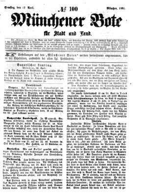 Münchener Bote für Stadt und Land Samstag 27. April 1861