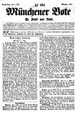 Münchener Bote für Stadt und Land Donnerstag 2. Mai 1861