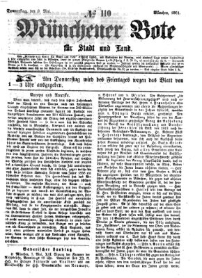 Münchener Bote für Stadt und Land Donnerstag 9. Mai 1861