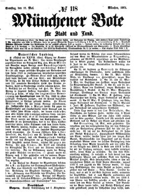 Münchener Bote für Stadt und Land Samstag 18. Mai 1861