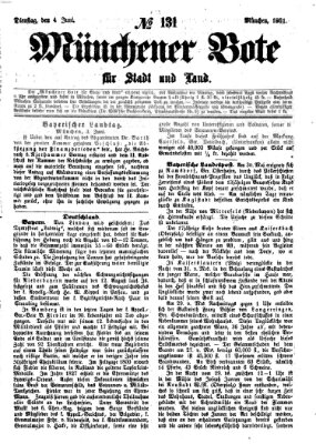 Münchener Bote für Stadt und Land Dienstag 4. Juni 1861