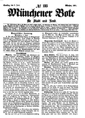 Münchener Bote für Stadt und Land Samstag 8. Juni 1861