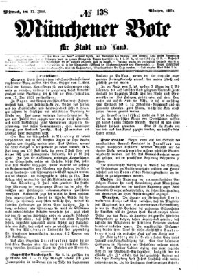 Münchener Bote für Stadt und Land Mittwoch 12. Juni 1861