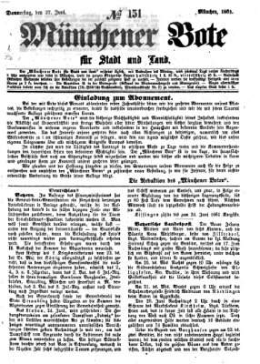 Münchener Bote für Stadt und Land Donnerstag 27. Juni 1861