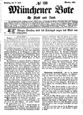 Münchener Bote für Stadt und Land Samstag 29. Juni 1861